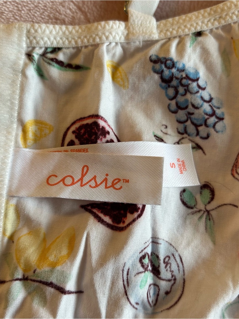Colsie white fruit and sardine print corset bra size S festival kitschy coastal - Picture 6 of 9